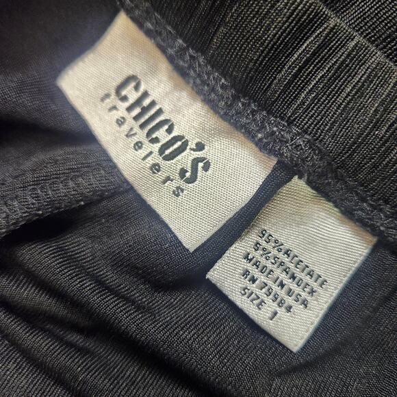 Vtg Chicos Travelers Pants Sz 1 Womens 8-10 Pull On Slinky Stretch Pleated Front - Picture 11 of 11